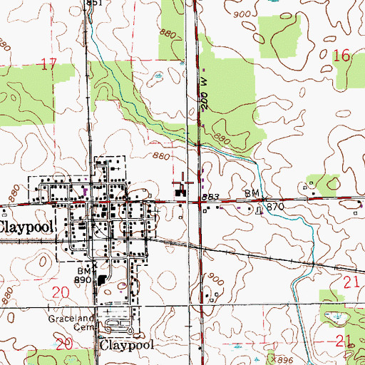 Topographic Map of Claypool Elementary School, IN