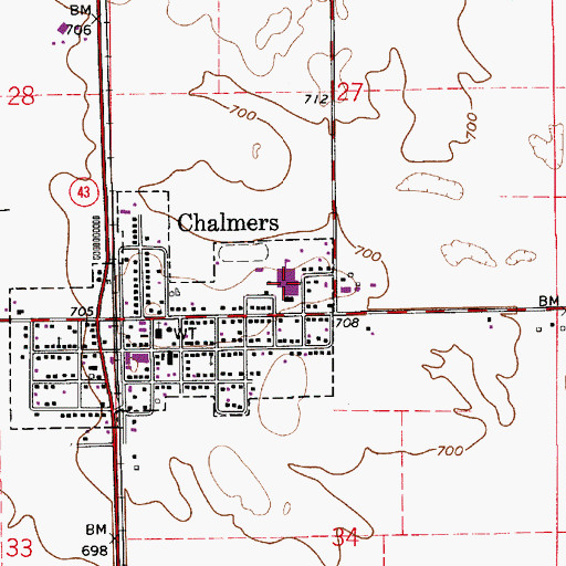 Topographic Map of Frontier High School, IN
