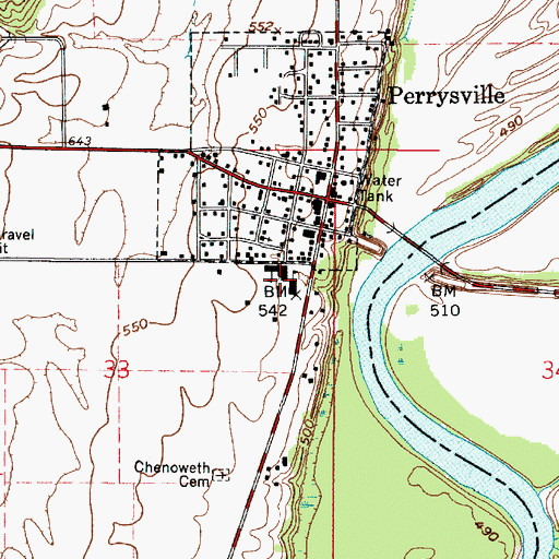 Topographic Map of Highland Elementary School, IN