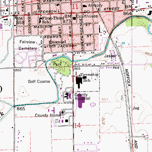 Topographic Map of Washington Middle School, IN