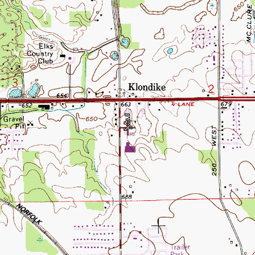 Topographic Map of Klondike Elementary School, IN