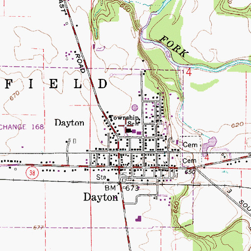 Topographic Map of Dayton Elementary School, IN