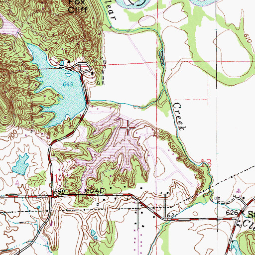 Topographic Map of Foxcliff Lake Dam, IN