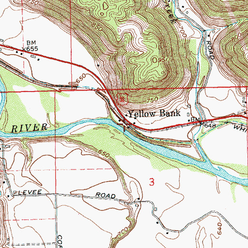 Topographic Map of Yellow Bank, IN