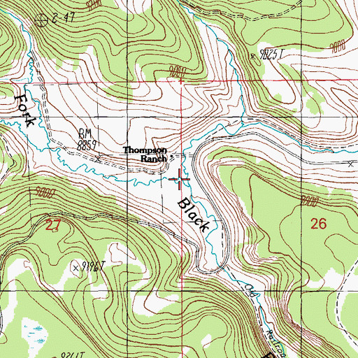 Topographic Map of Burro Creek, AZ