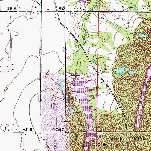 Topographic Map of Fowler Park Dam, IN