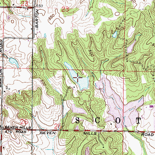 Topographic Map of Bell Conservation Lake, IN