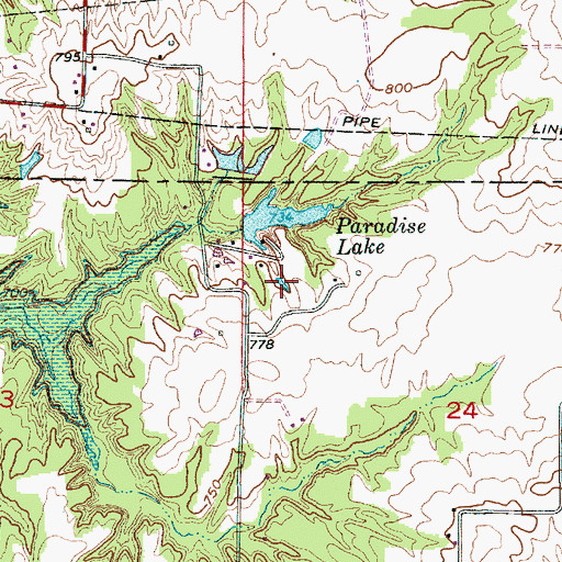 Topographic Map of Camp Otto Lake, IN