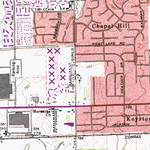 Topographic Map of Chapelwood Southern Baptist Church, IN