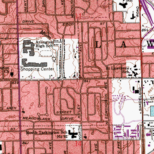 Topographic Map of Emmanuel Lutheran Church, IN