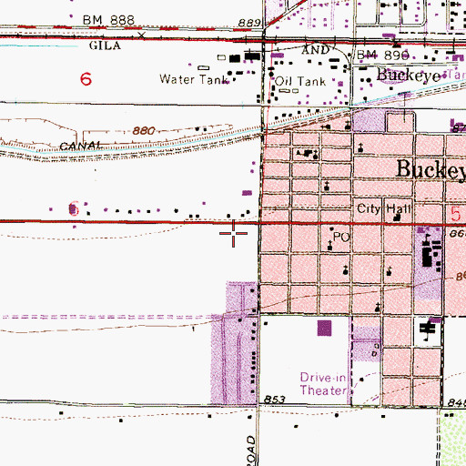 Topographic Map of Buckeye Post Office, AZ