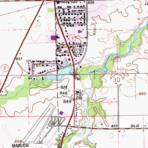Topographic Map of Glendale Lake Dam, IN