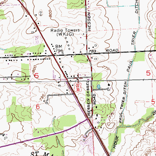 Topographic Map of WQHK-AM (Fort Wayne), IN