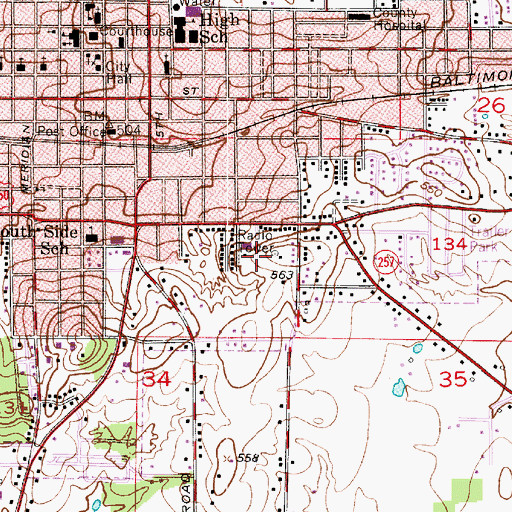 Topographic Map of WAMN-AM (Washington), IN