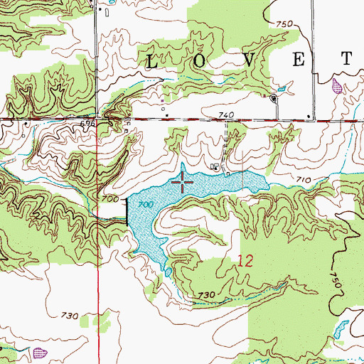 Topographic Map of Hickory Lake, IN