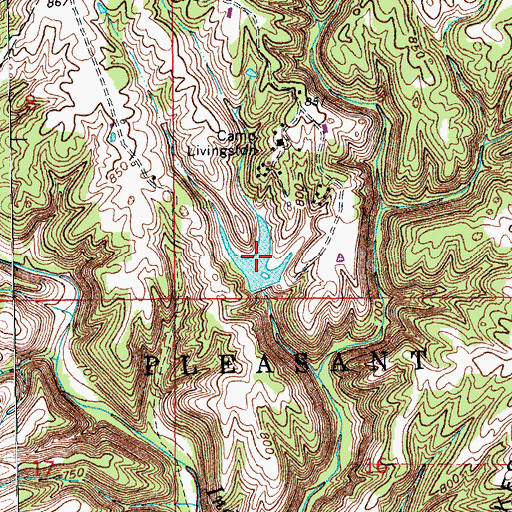 Topographic Map of Camp Livingston Lake, IN