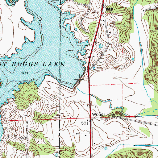 Topographic Map of West Boggs Creek Dam, IN