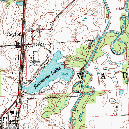 Topographic Map of Rainbow Lake Dam, IN