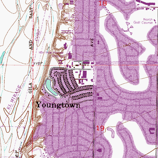 Topographic Map of Youngtown Post Office, AZ