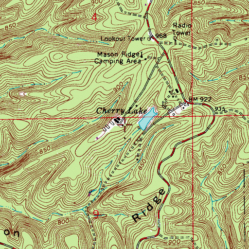 Topographic Map of Cherry Lake Dam, IN