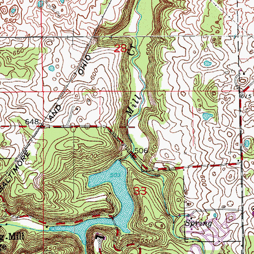 Topographic Map of Spring Mall Park Lake, IN