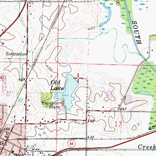 Topographic Map of Old Oakland City Lake Dam, IN
