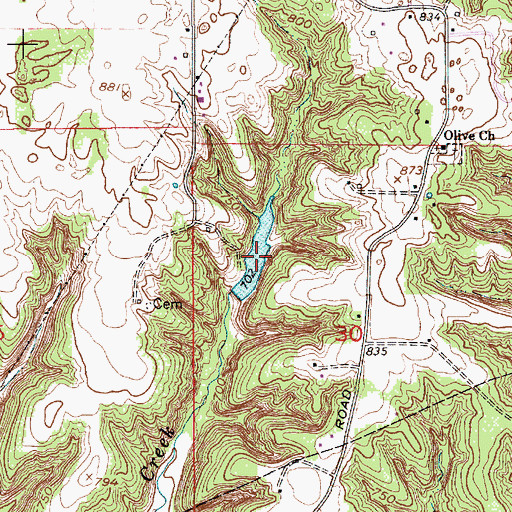 Topographic Map of Guthrie Lake Dam, IN