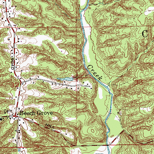 Topographic Map of Monical Lake Dam, IN