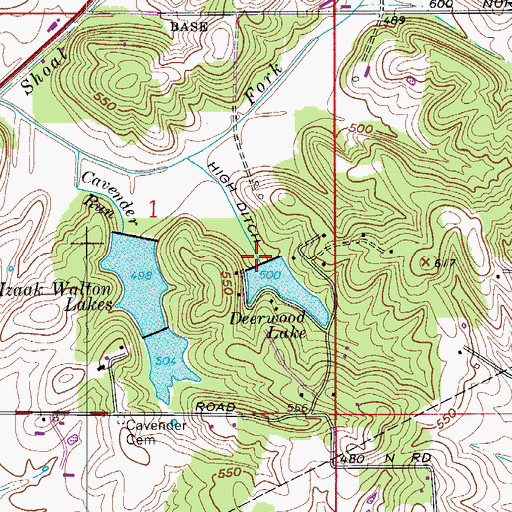 Topographic Map of Deerwood Lake Dam, IN