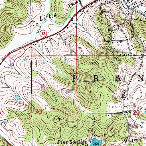 Topographic Map of Lutheran Laymans League Lake Dam, IN