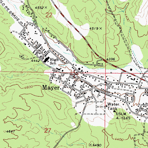 Topographic Map of Mayer Post Office, AZ