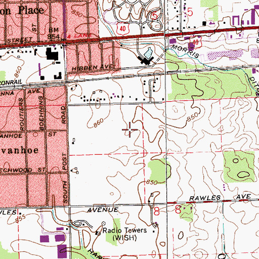 Topographic Map of WNAP-FM (Indianapolis), IN