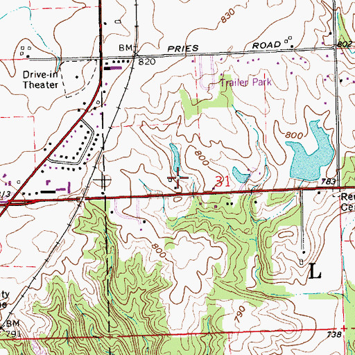 Topographic Map of WKUZ-FM (Wabash), IN