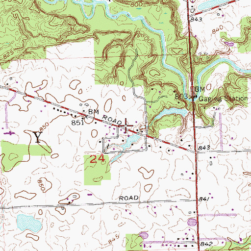 Topographic Map of Exner Airport (historical), IN