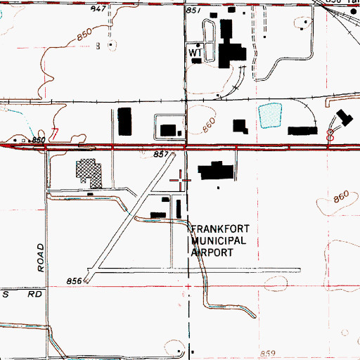 Topographic Map of Frankfort Municipal Airport, IN
