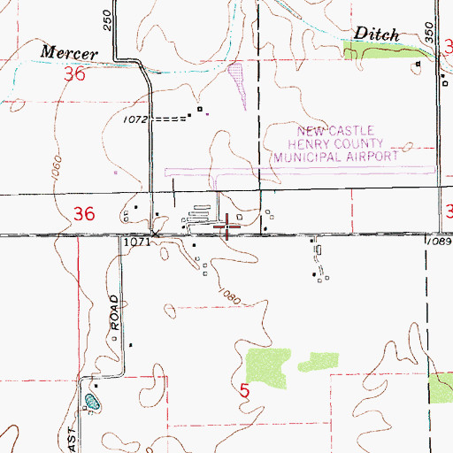 Topographic Map of New Castle-Henry County Municipal Airport, IN