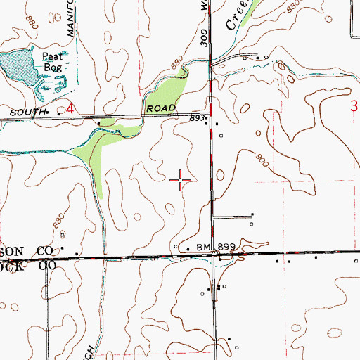 Topographic Map of Harless Airport (historical), IN