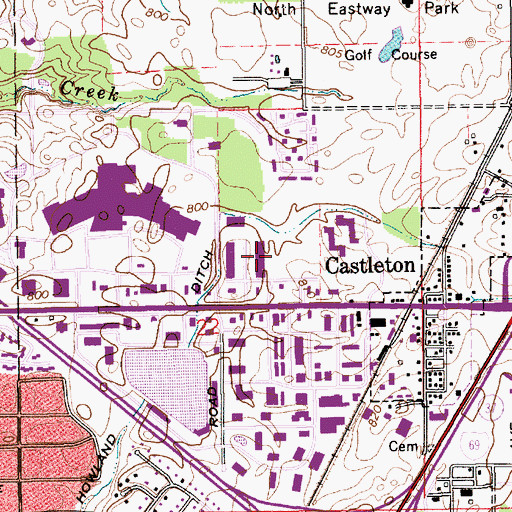 Topographic Map of Castleton Plaza, IN