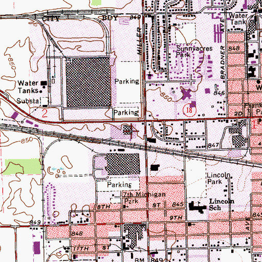 Topographic Map of Westwood Square, IN