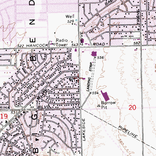 Topographic Map of Bullhead City Post Office, AZ