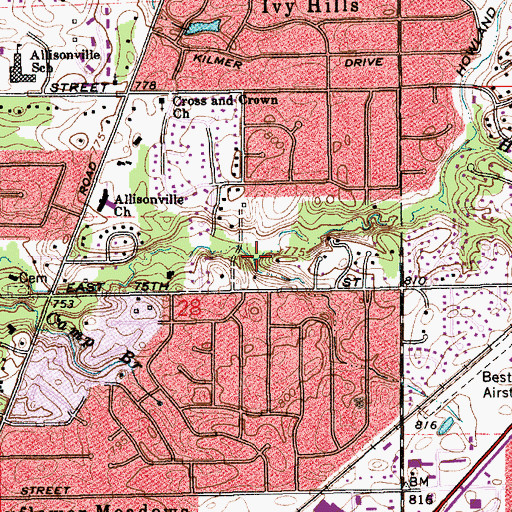Topographic Map of Wadsworth Ditch (historical), IN