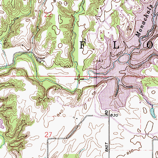 Topographic Map of Monachals Fork, IN