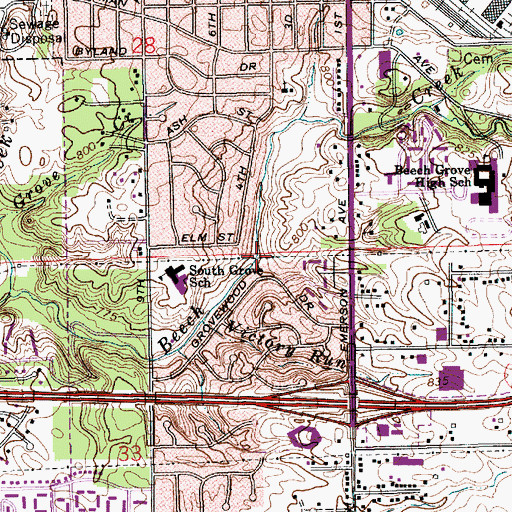 Topographic Map of Bee Creek, IN