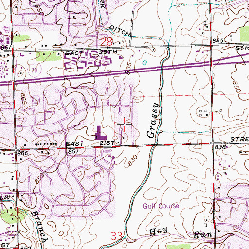 Topographic Map of Hay Run, IN