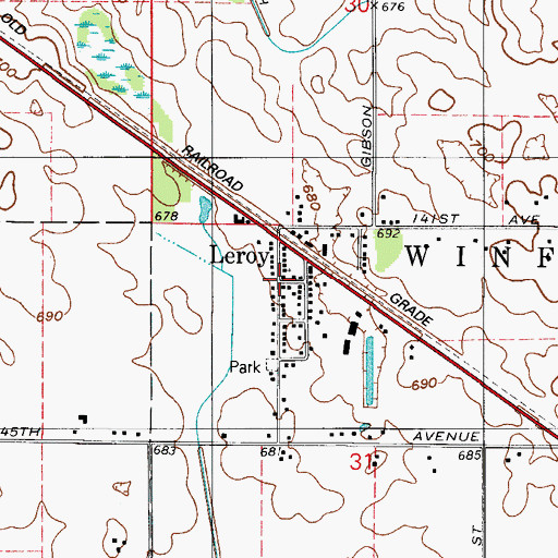 Topographic Map of Leroy, IN