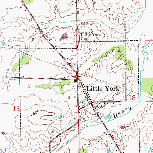 Topographic Map of Little York, IN
