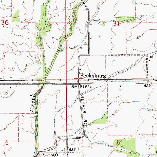 Topographic Map of Pecksburg, IN