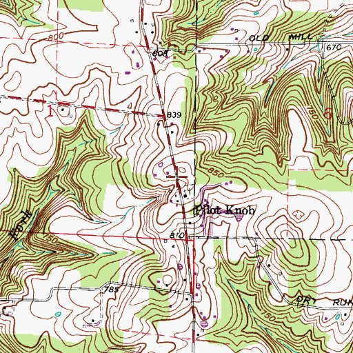 Topographic Map of Pilot Knob, IN