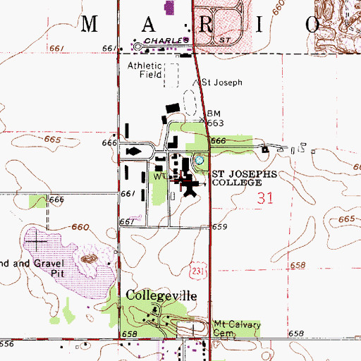 Topographic Map of Saint Josephs College, IN