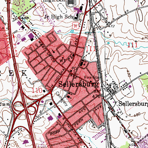 Topographic Map of Sellersburg, IN